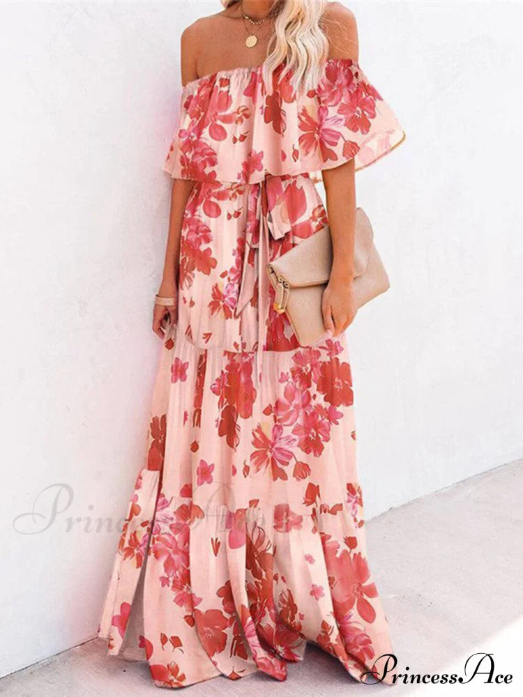 Printed Wrap Stylish Maxi Dress Safflower / S Dresses