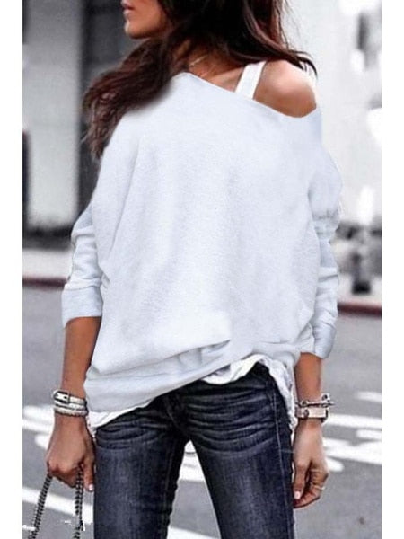 One Sweatshirt Tops Patterned Women's Heart Shoulder Casual Pullover Top