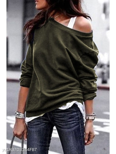 One Sweatshirt Tops Patterned Women's Heart Shoulder Casual Pullover Top