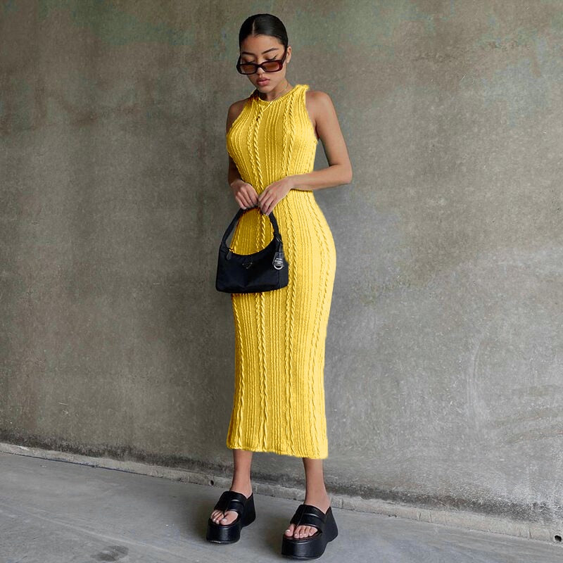 Cable Knit Stylish Tank Maxi Dress Dress