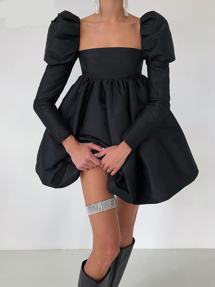 Streetwear Party Backless Y2K In - Gown Long With Elegant Folded Mini Puffy Dresses Ball Women For