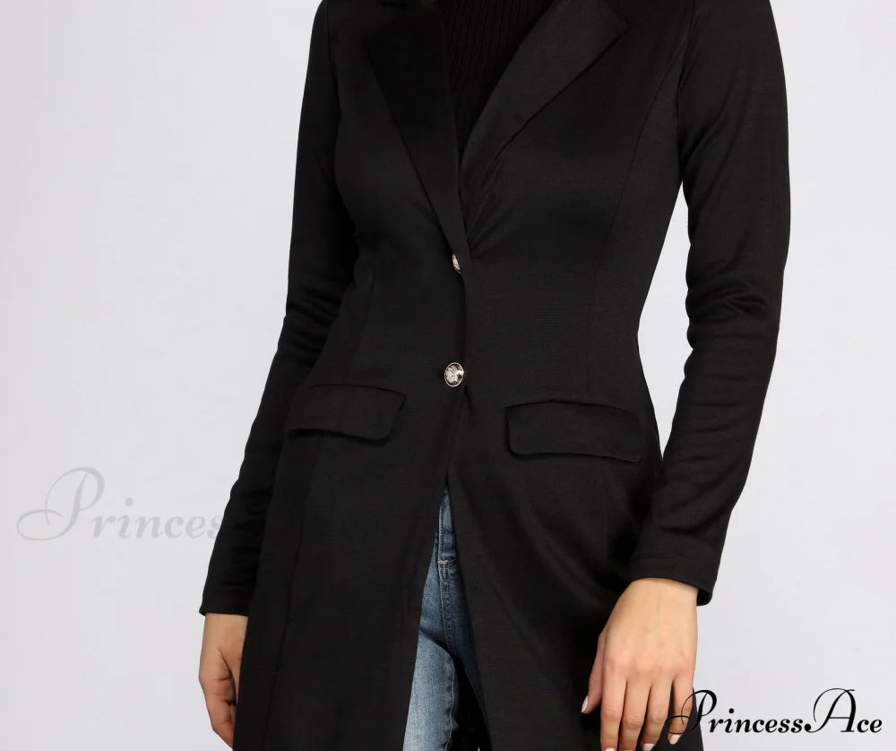 Professional Long Line Blazer Casual Woven Jackets