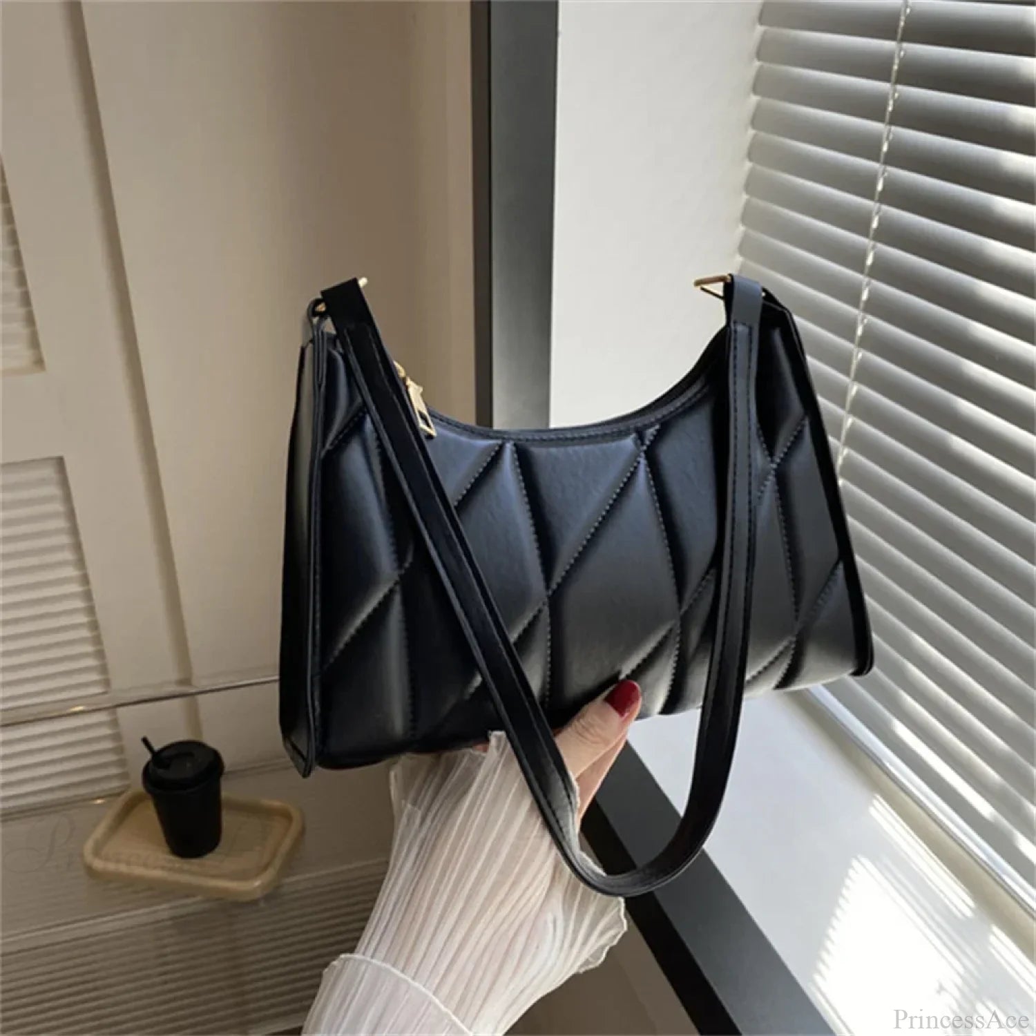 PU Leather Shoulder Messenger Bag for Women Black shoulder-250126
