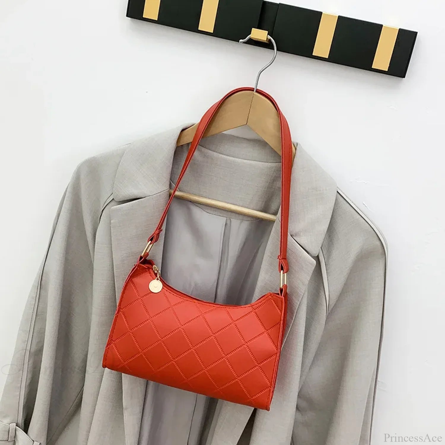 PU Leather Shoulder Messenger Bag for Women Red shoulder-250126