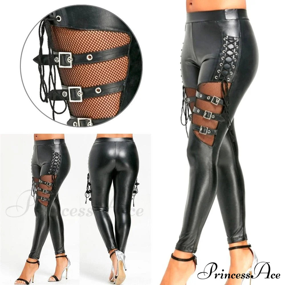 Pu Leather Skinny Slim Trouser Black / M