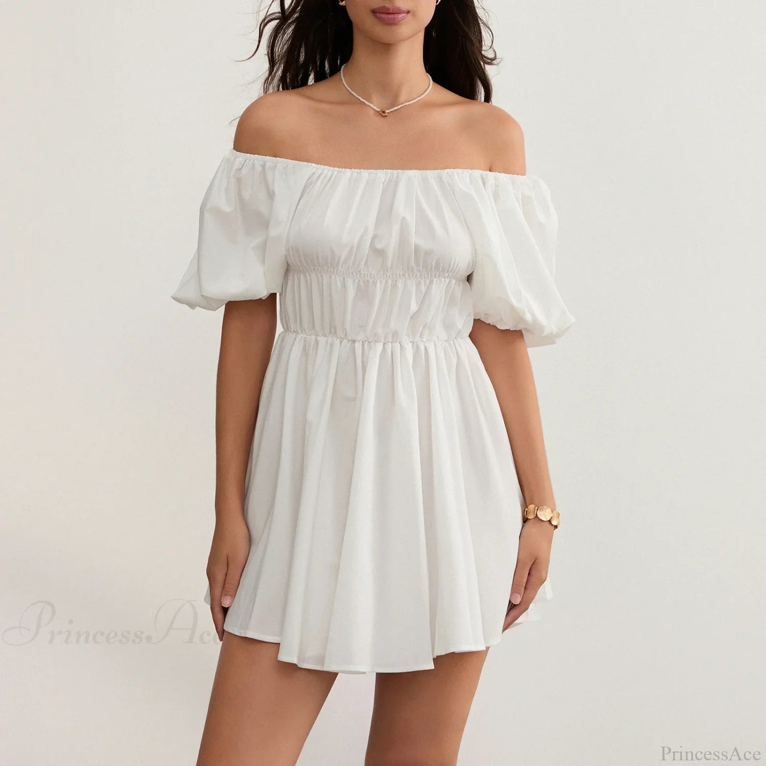 Puff Sleeve Off-Shoulder Mini Dress minidress-250223
