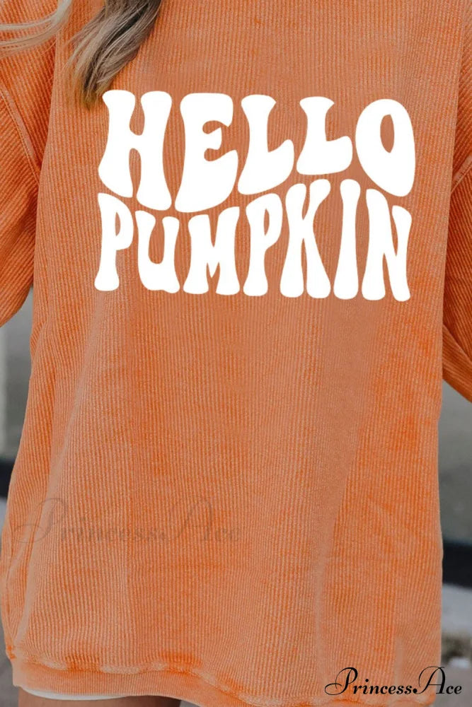 Pumpkin Graphic Hello Sweatshirt Women’s Clothing