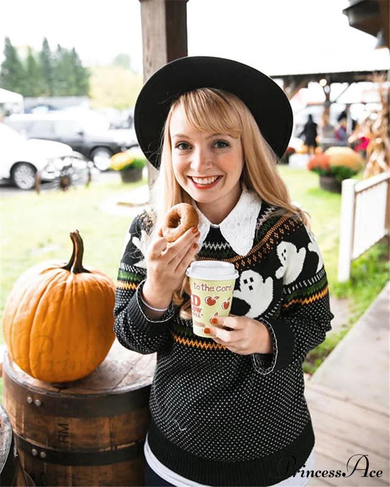 Pumpkin Knitted Pullovers Sweaters Sweaters-L