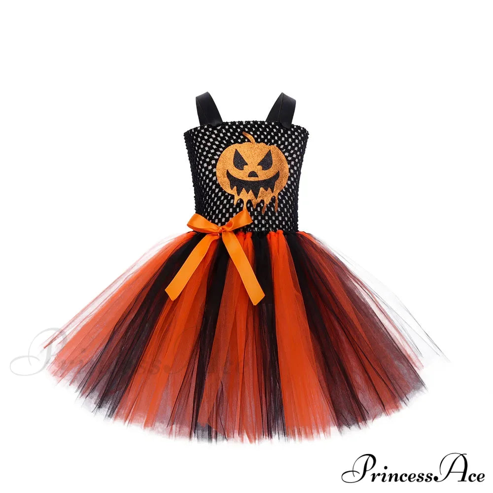 Pumpkin Woven Mesh Halloween Carnival Dance Tutu Kid Costume