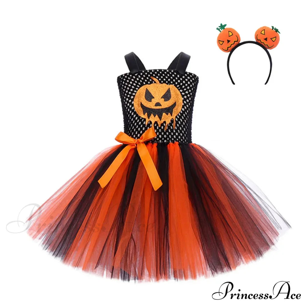 Pumpkin Woven Mesh Halloween Carnival Dance Tutu Kid Costume S(2-3Y) / Dress