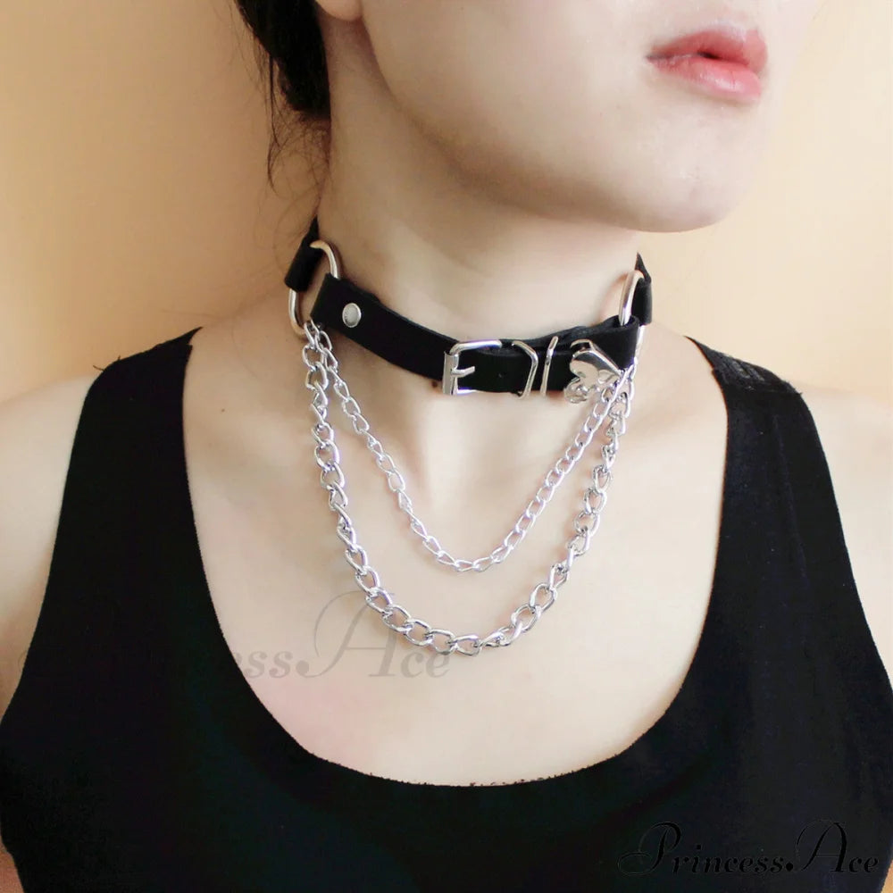 Punk Gothic Pu Leather Irregular Choker Necklace Halloween