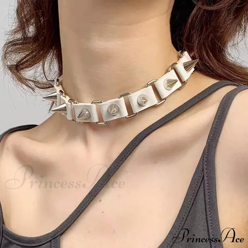 Punk Gothic Rivet Choker Leather Necklace Halloween