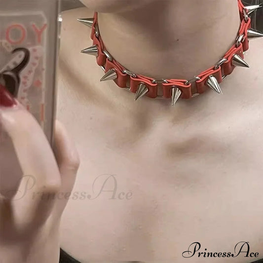 Punk Gothic Rivet Choker Leather Necklace Halloween