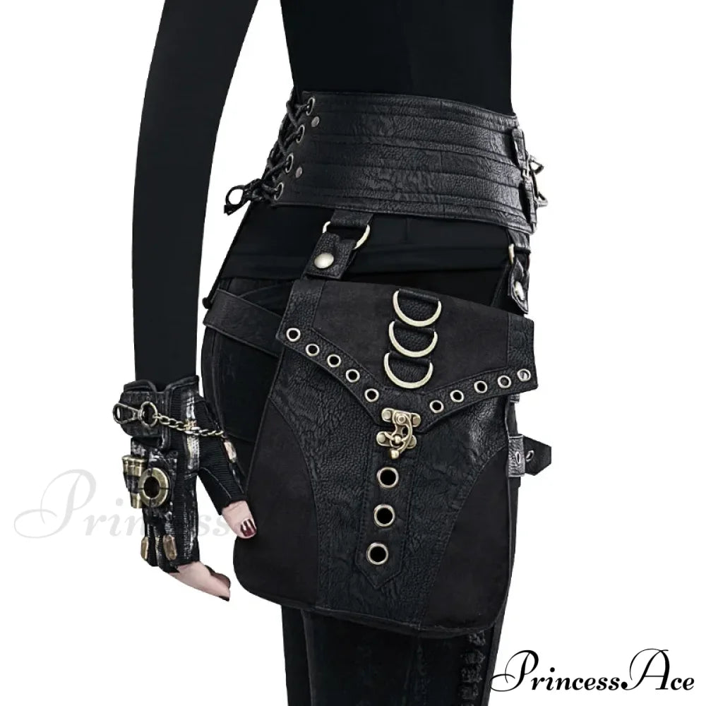 Punk Rivet Skull Retro Rock Gothic Hip Hop Leg Thigh Waist Bag Halloween