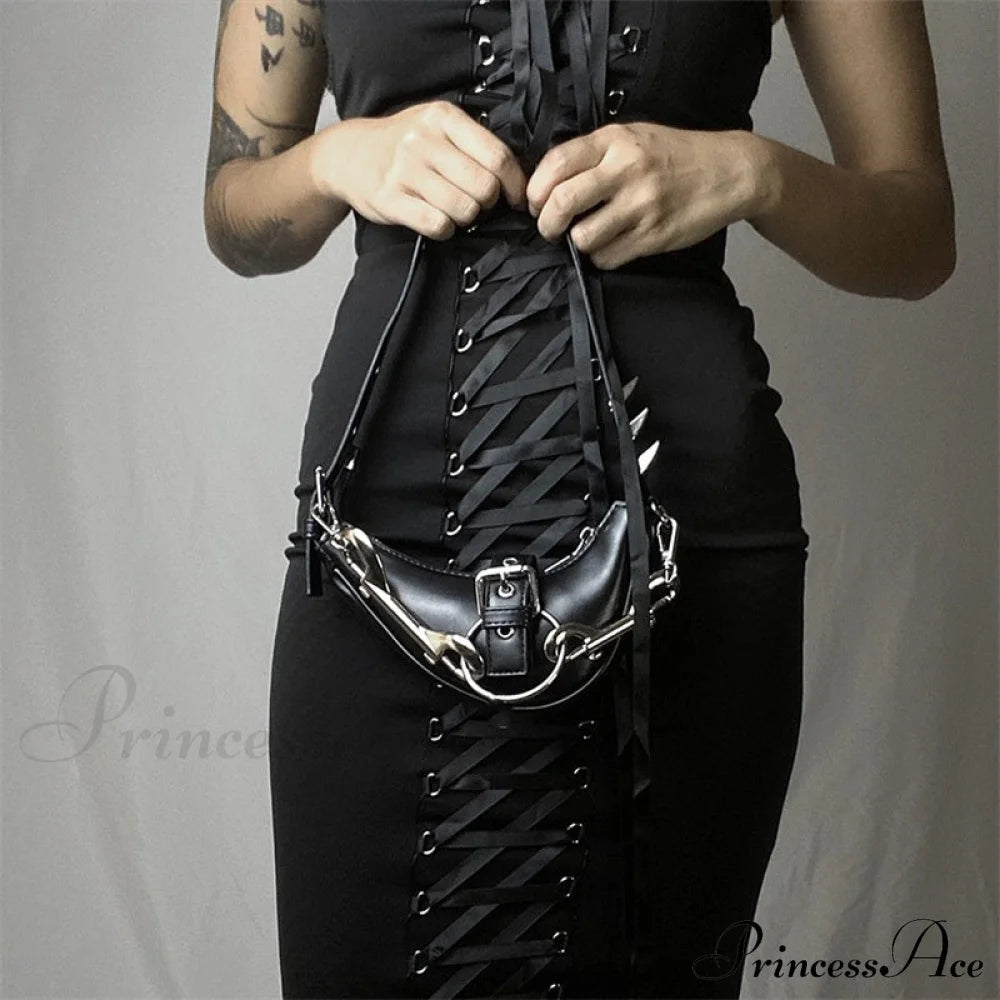 Punk Rivets Gothic Rock Metal Buckles Sparks Crossbody Shoulder Bag Halloween