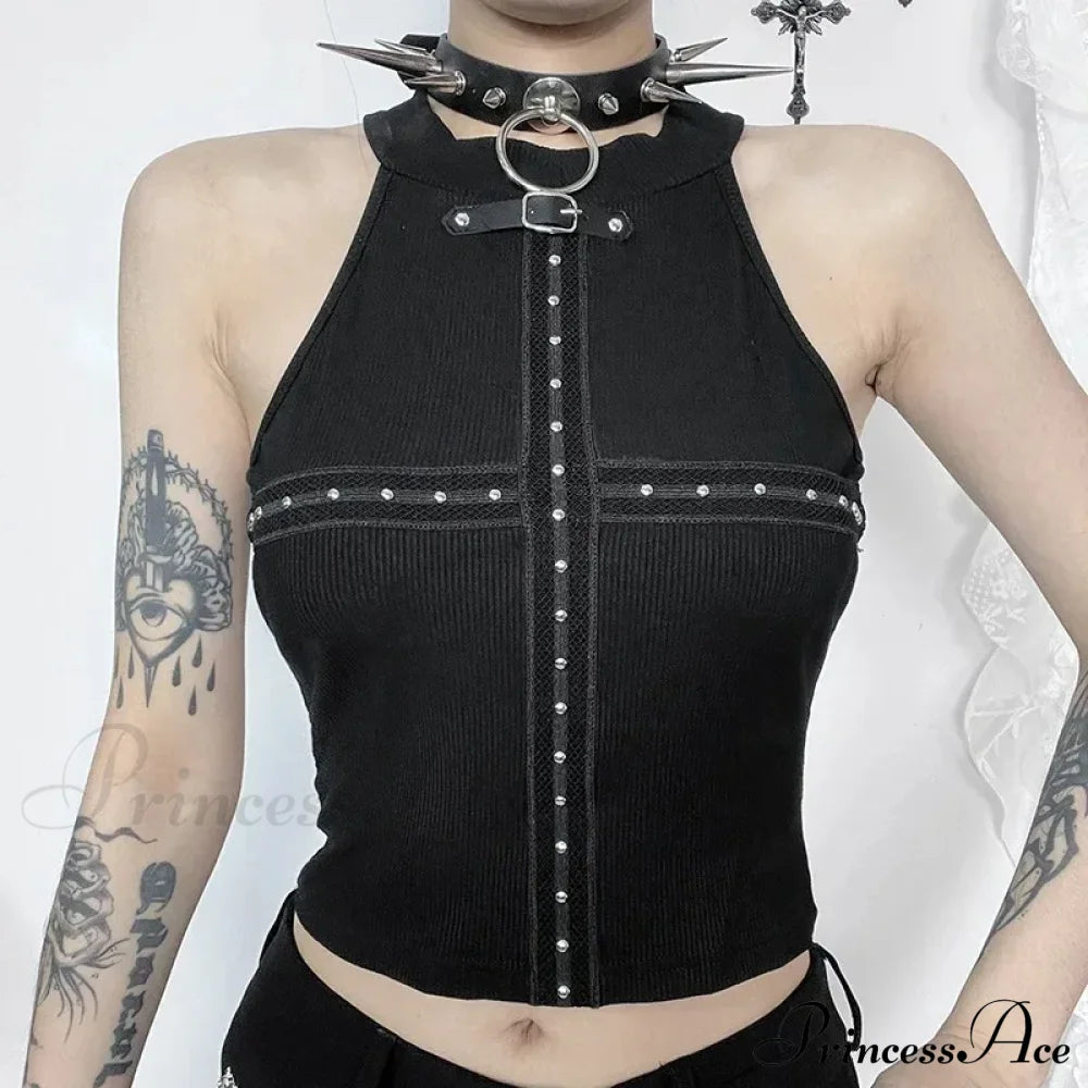 Punk Streetwear Backless Off Shoulder Crop Top Black / S Halloween