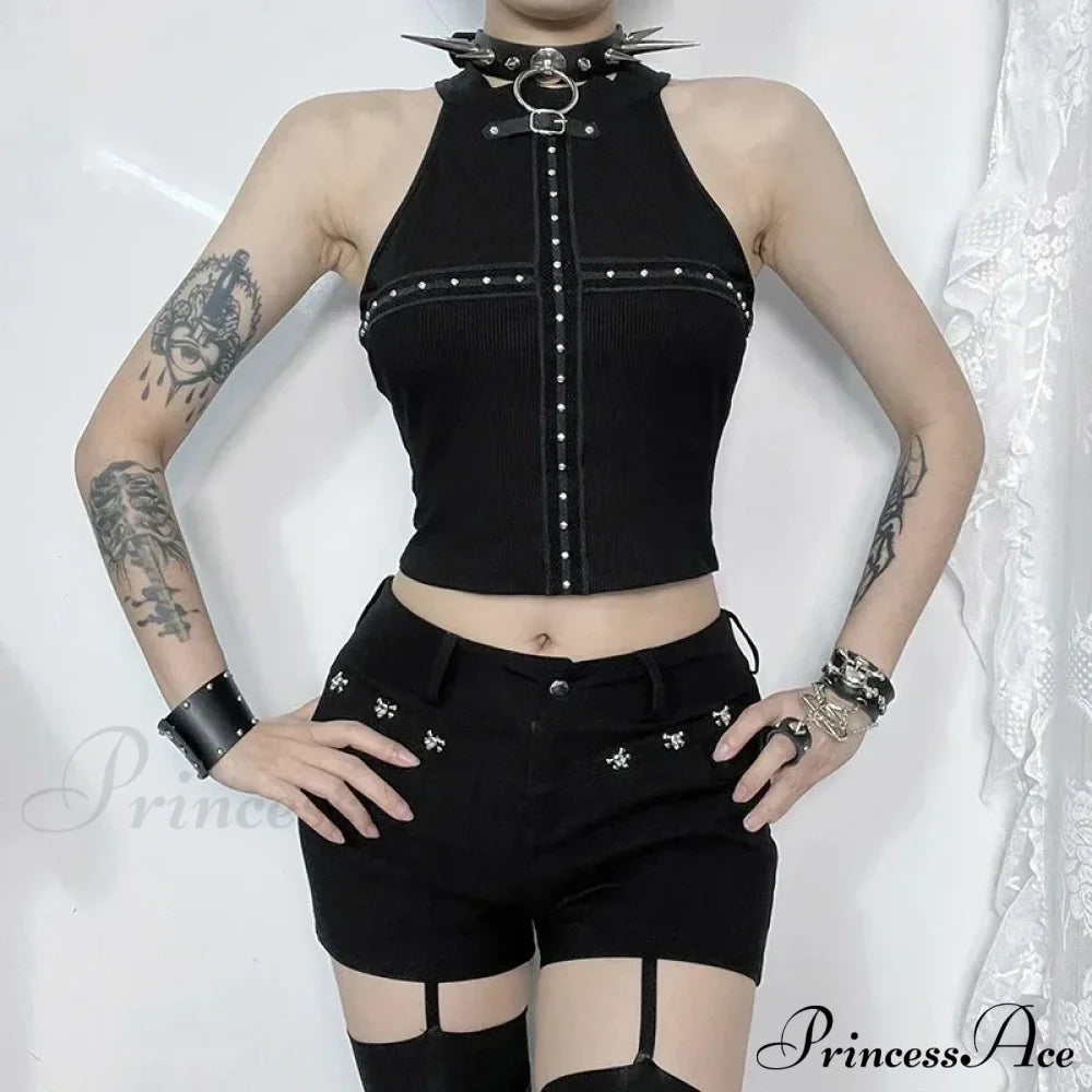 Punk Streetwear Backless Off Shoulder Crop Top Halloween