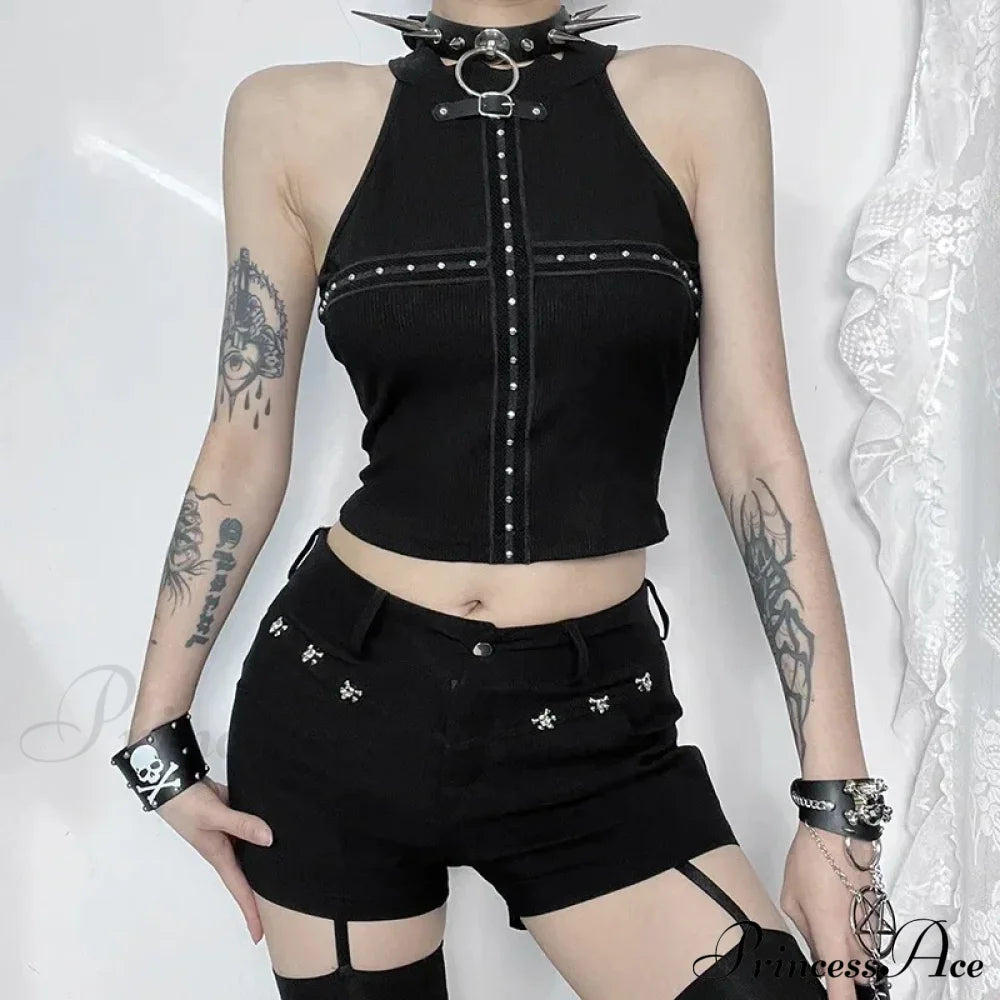 Punk Streetwear Backless Off Shoulder Crop Top Halloween