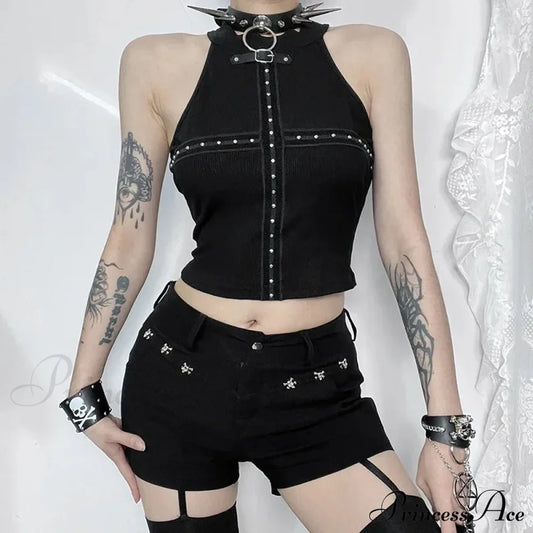 Punk Streetwear Backless Off Shoulder Crop Top Halloween