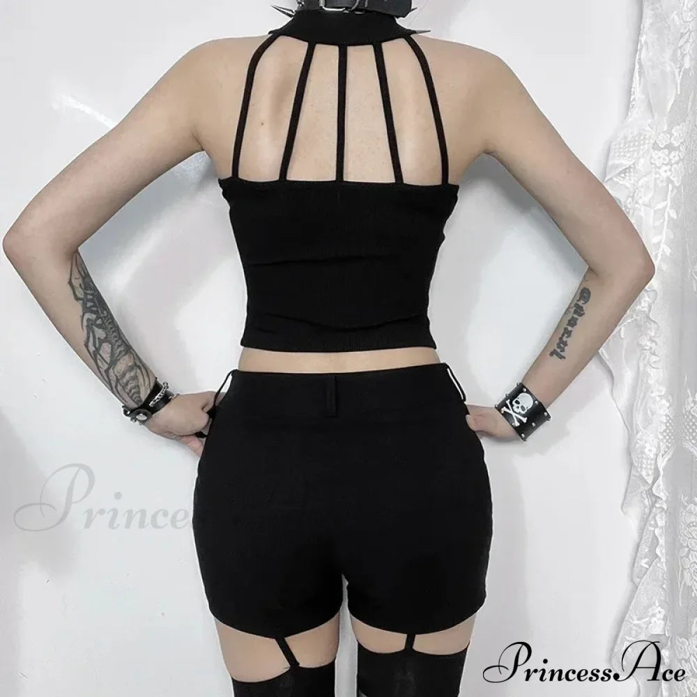 Punk Streetwear Backless Off Shoulder Crop Top Halloween