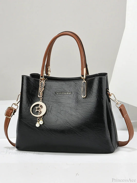 Pure Color Simple Senior Women’s Crossbody Handbag Black handbag-250126