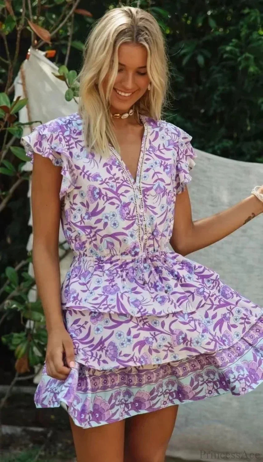 Purple Mini Boho Dress bohodress-250126