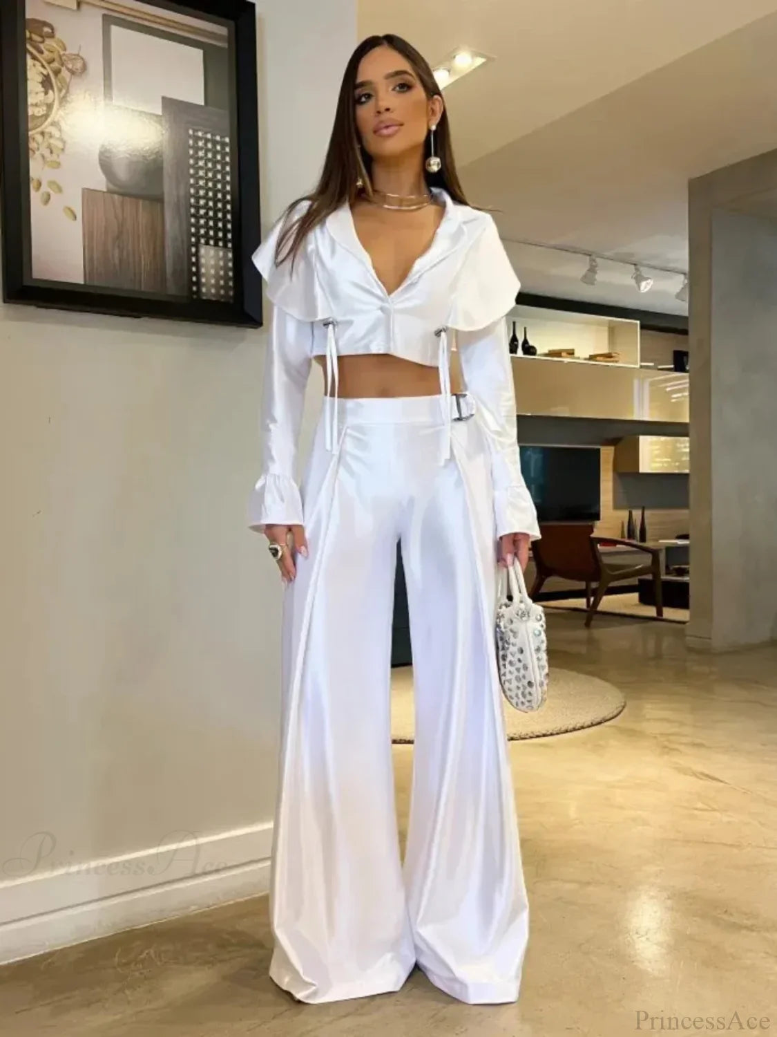 Push Up Bikini Set with Linen Three Piece Swimsuit white2 / S