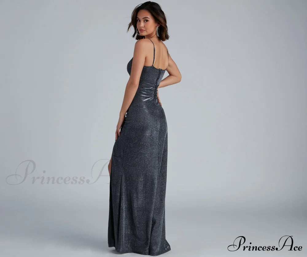 Quinn Formal High Charming Slit Glitter Dress S.o. Long Dresses