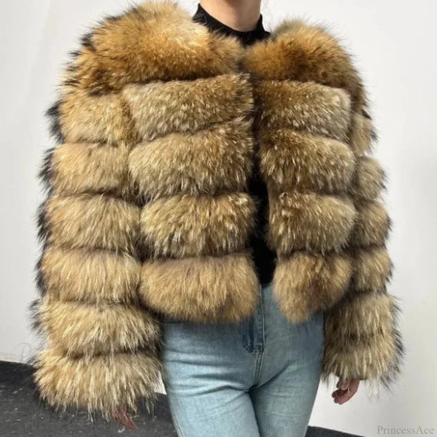 Raccoon Fur Thick Luxury Winter Coat Yellow / S