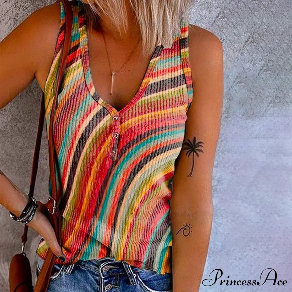 Rainbow Tank Striped Top Blouses