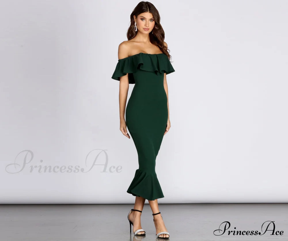 Ready And Stylish Ruffled Midi Dress Dressy Dresses