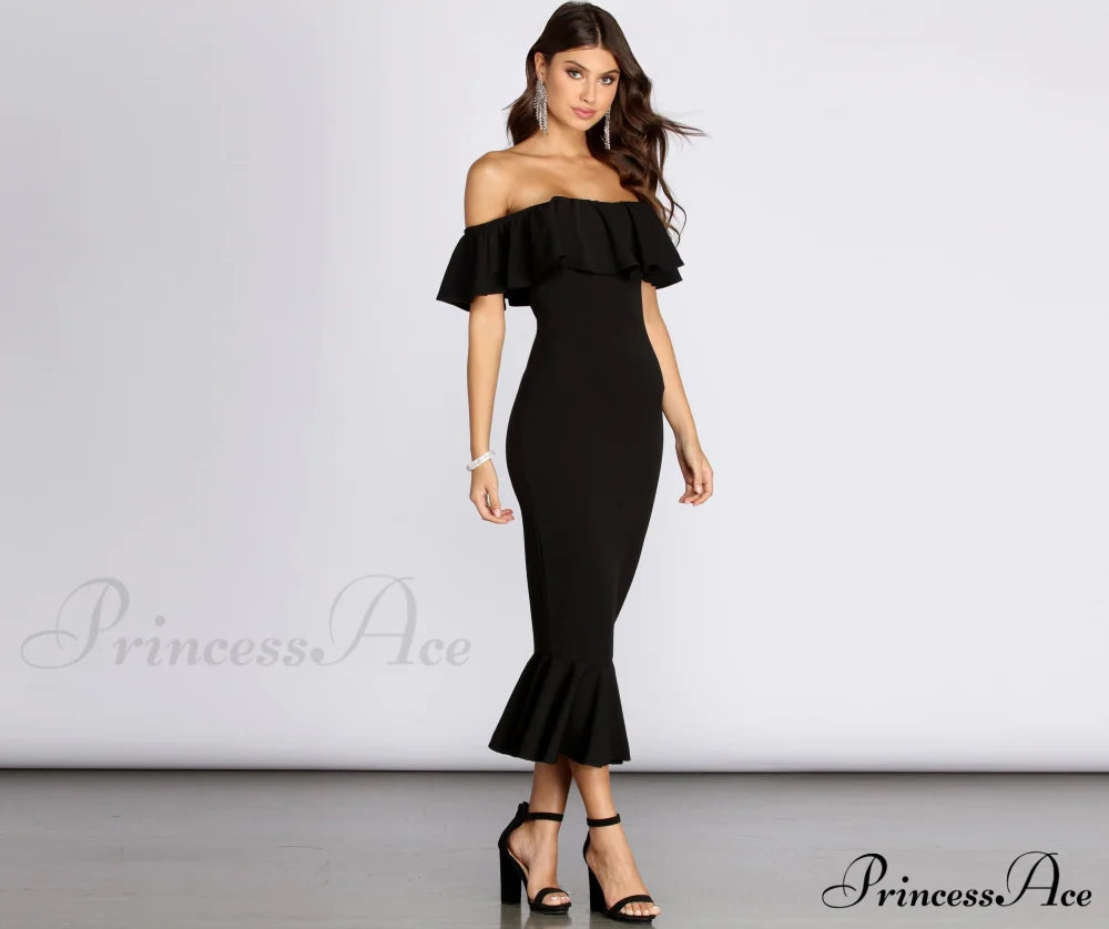 Ready And Stylish Ruffled Midi Dress Dressy Dresses