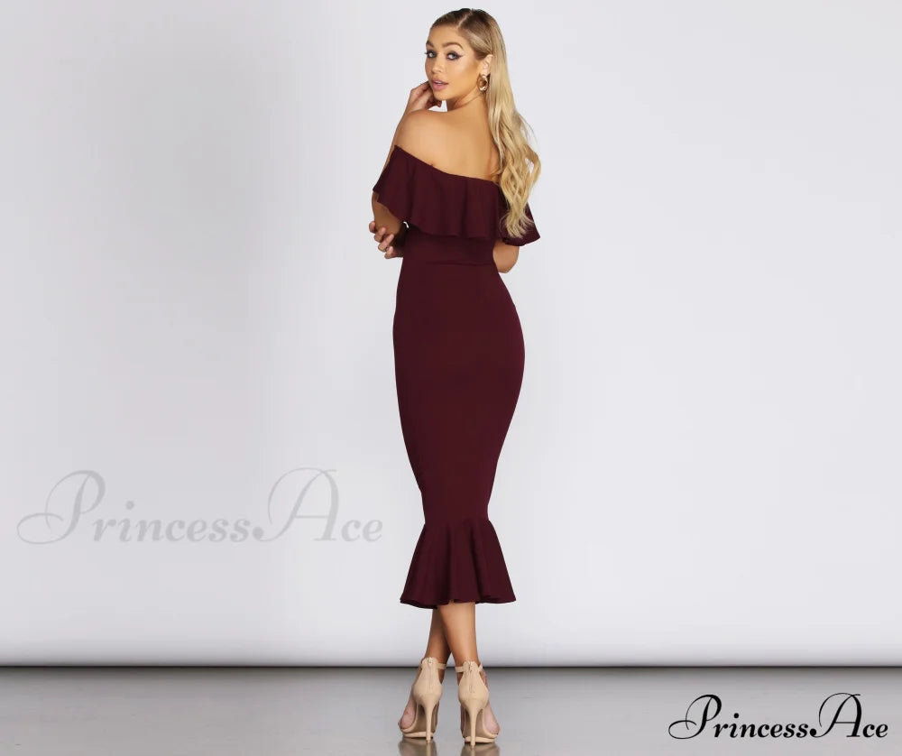 Ready And Stylish Ruffled Midi Dress Dressy Dresses