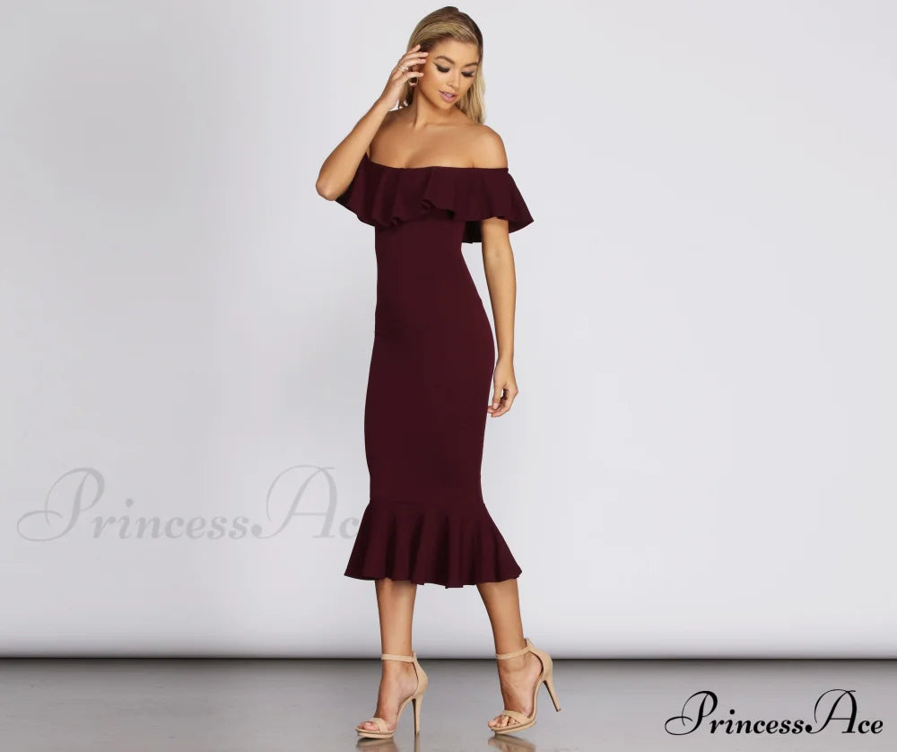 Ready And Stylish Ruffled Midi Dress Dressy Dresses