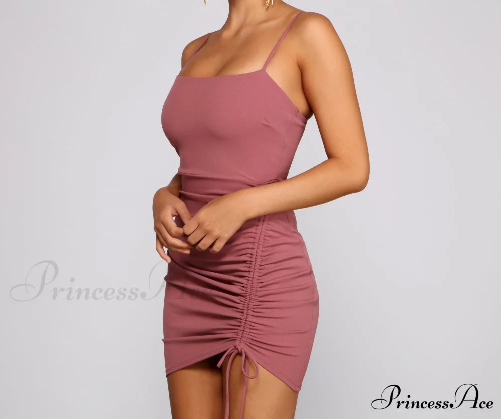 Ready To Stylish Ruche Mini Dress Club Dresses