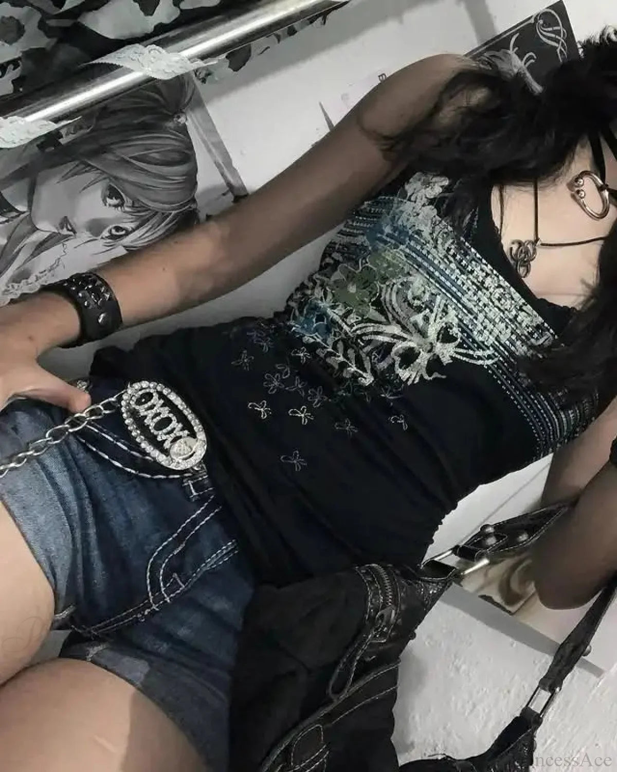 Rebel Vintage Halter Sleek Black Crop Top Black / S