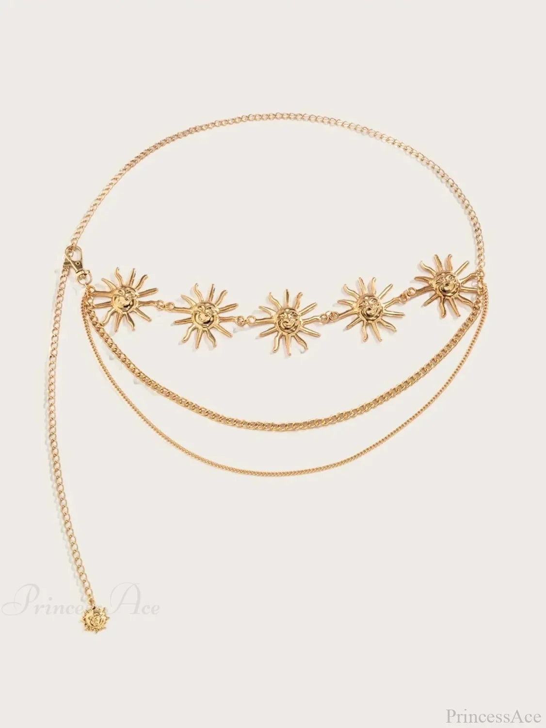 Rebellious Dark Urban Layered Waist Chain Belt sun tassel gold