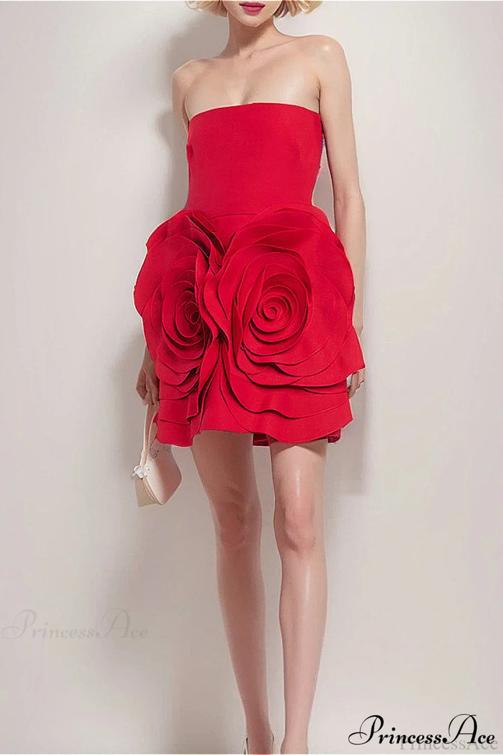 Red Bandage Large Floral Bustier Tight Party Dress