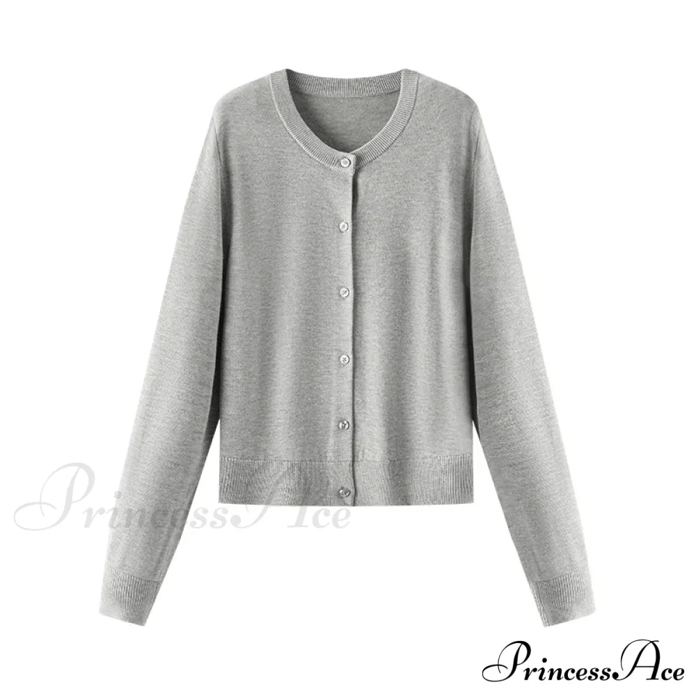 Red Solid Color Elegant Layered Cardigan Gray / Xs Cardigan-241208