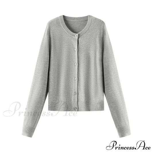 Red Solid Color Elegant Layered Cardigan Gray / Xs Cardigan-241208