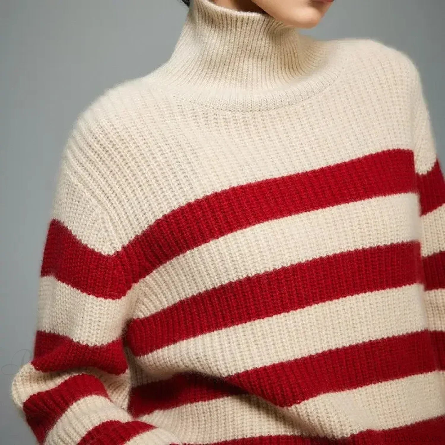 Red Striped Thick Y2k Sweater Red / One Size