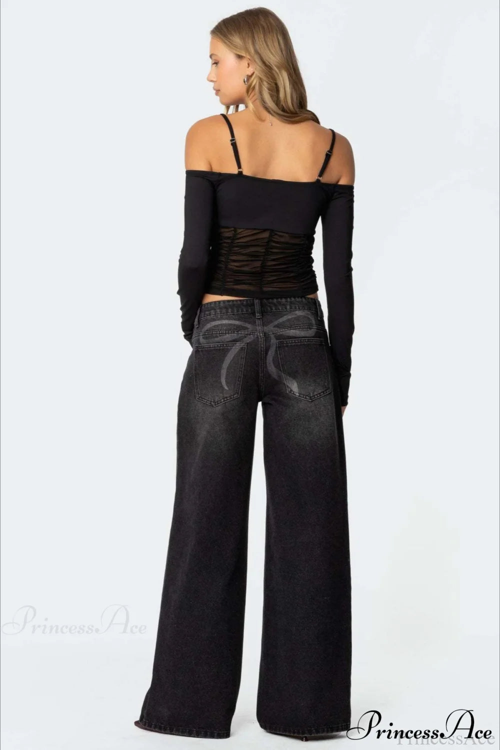 Relaxed Wide-Leg Printed Full-Length Jeans