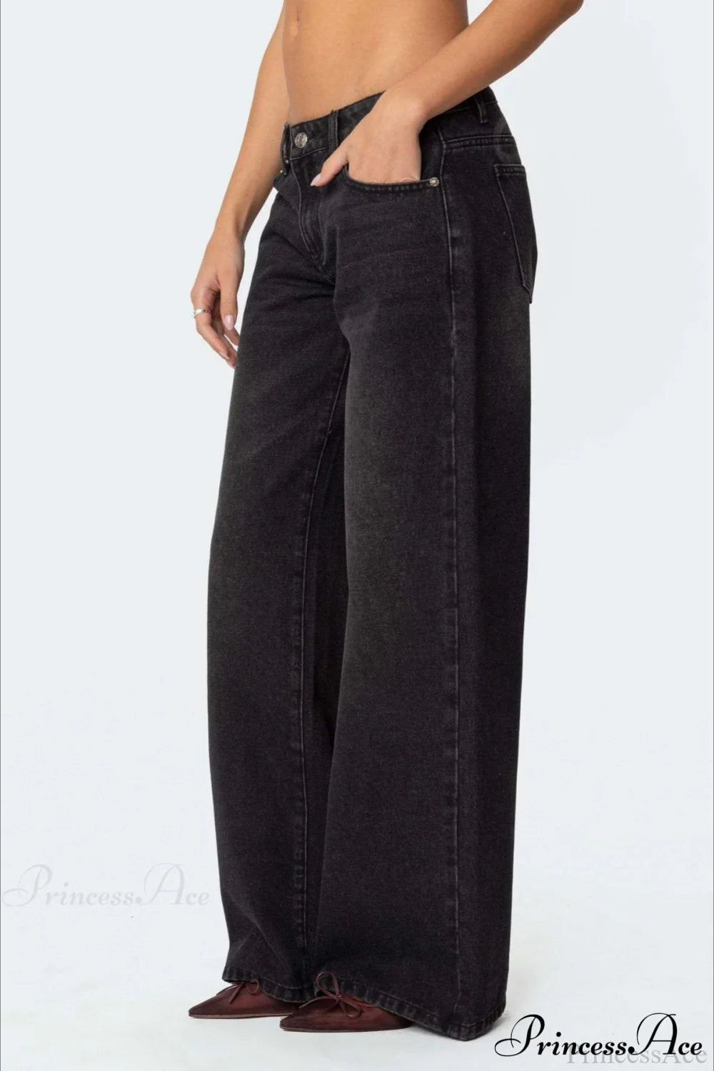 Relaxed Wide-Leg Printed Full-Length Jeans
