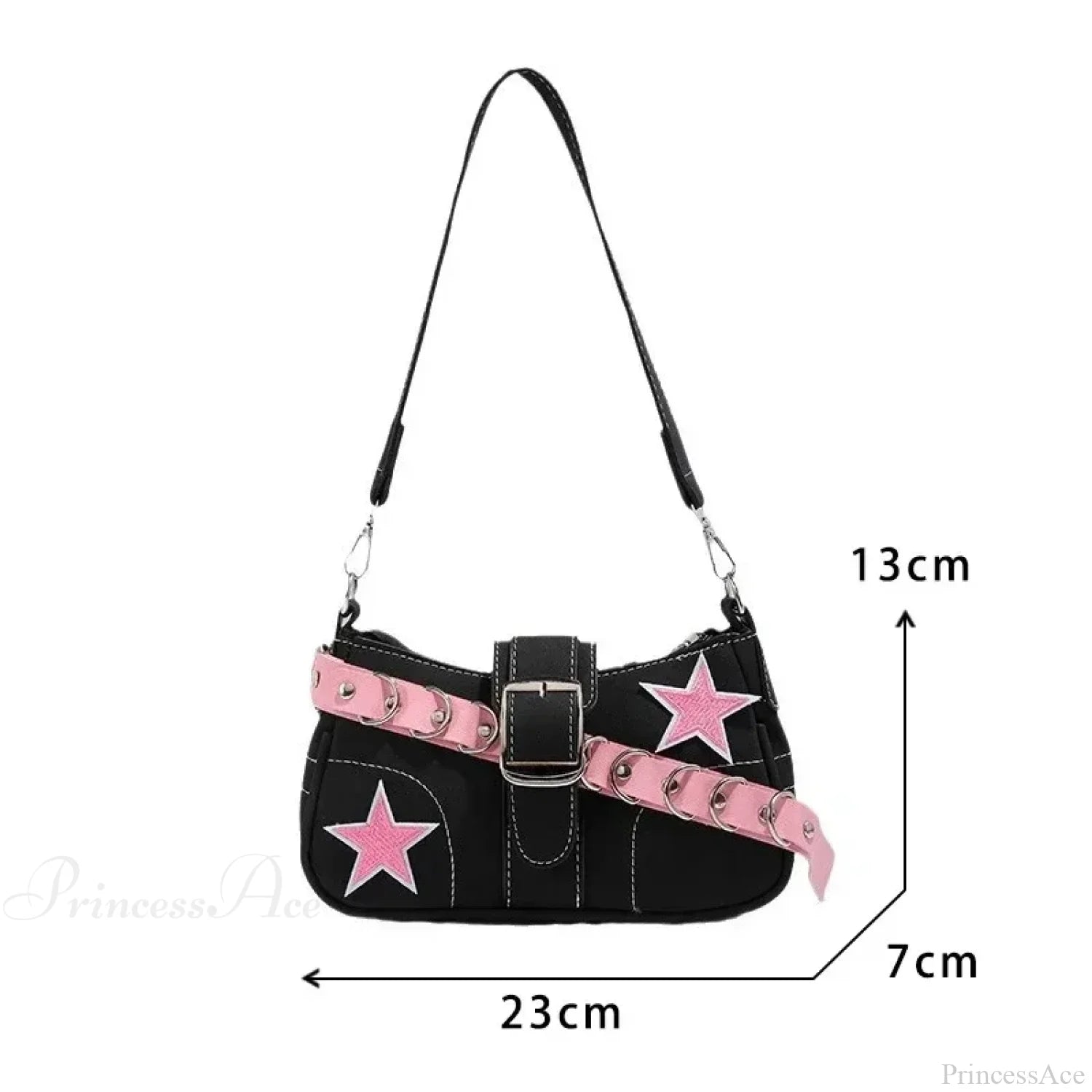 Retro Belt Design PU Leather Shoulder Bag Black shoulder-250126