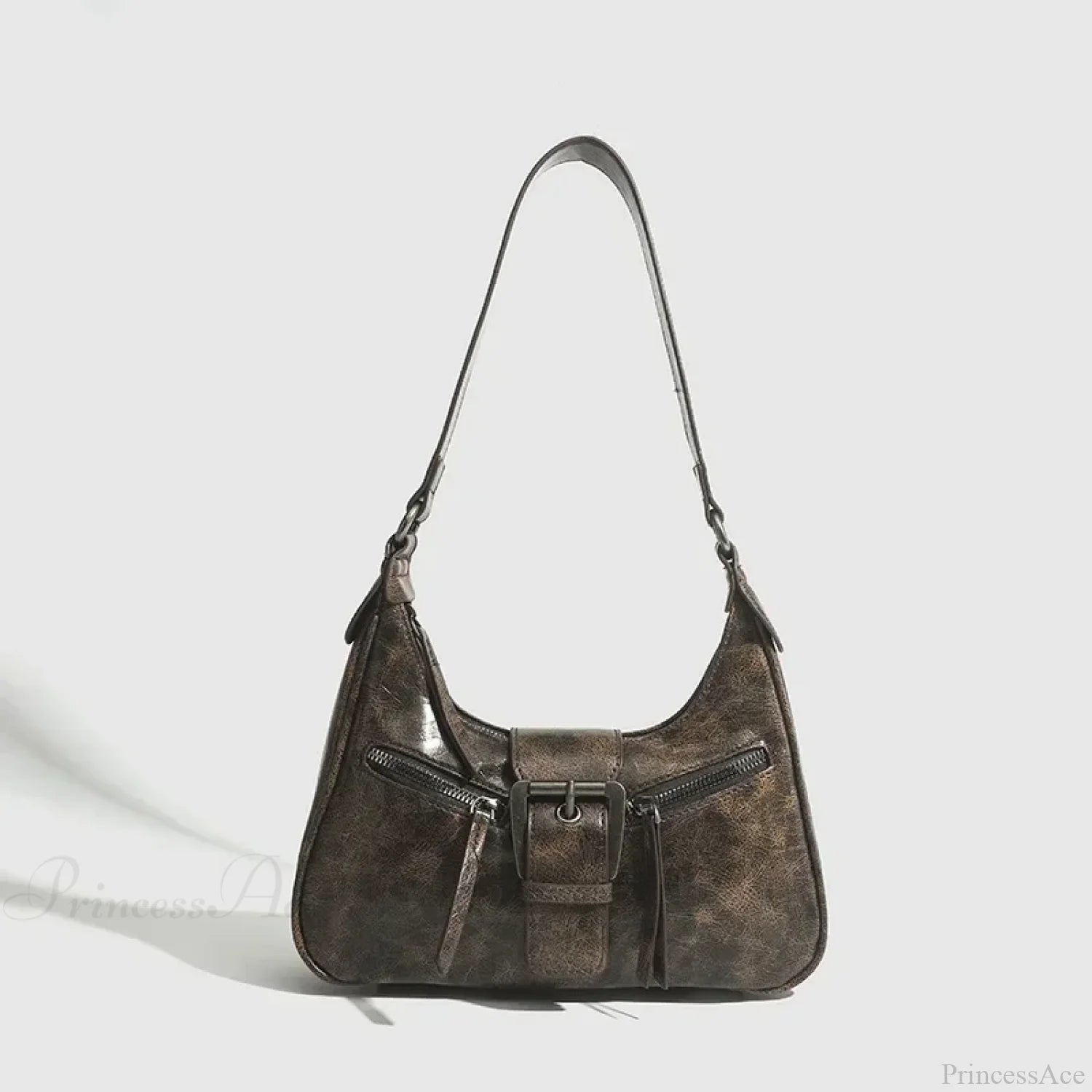 Retro Belt Design PU Leather Shoulder Bag Coffee shoulder-250126