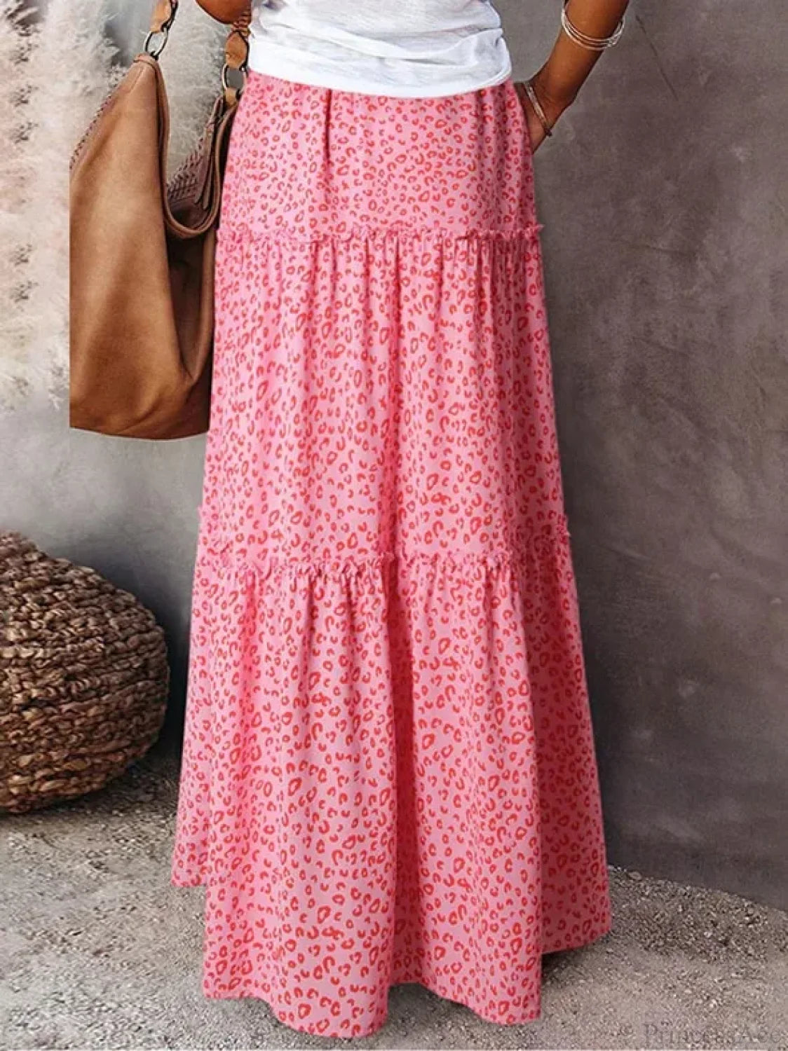 Retro Bohemian Spring Floral A-Line High Waist Maxi Skirt skirt-250126