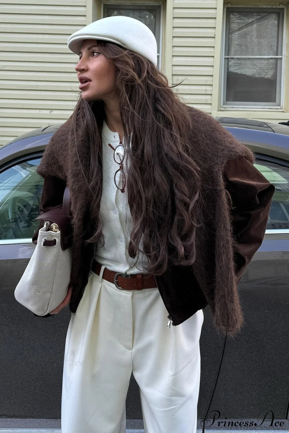 Retro Coffee Cotton Corduroy Zip Jacket