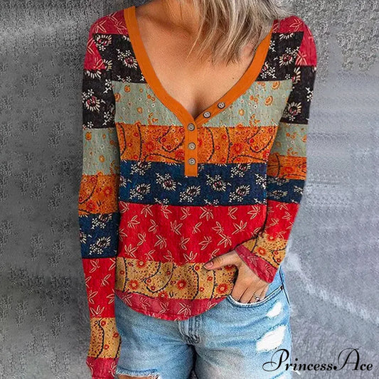 Vintage Colourful Blouse Multicolor best Best Sellings clothes Plus Size Sale tops Topseller