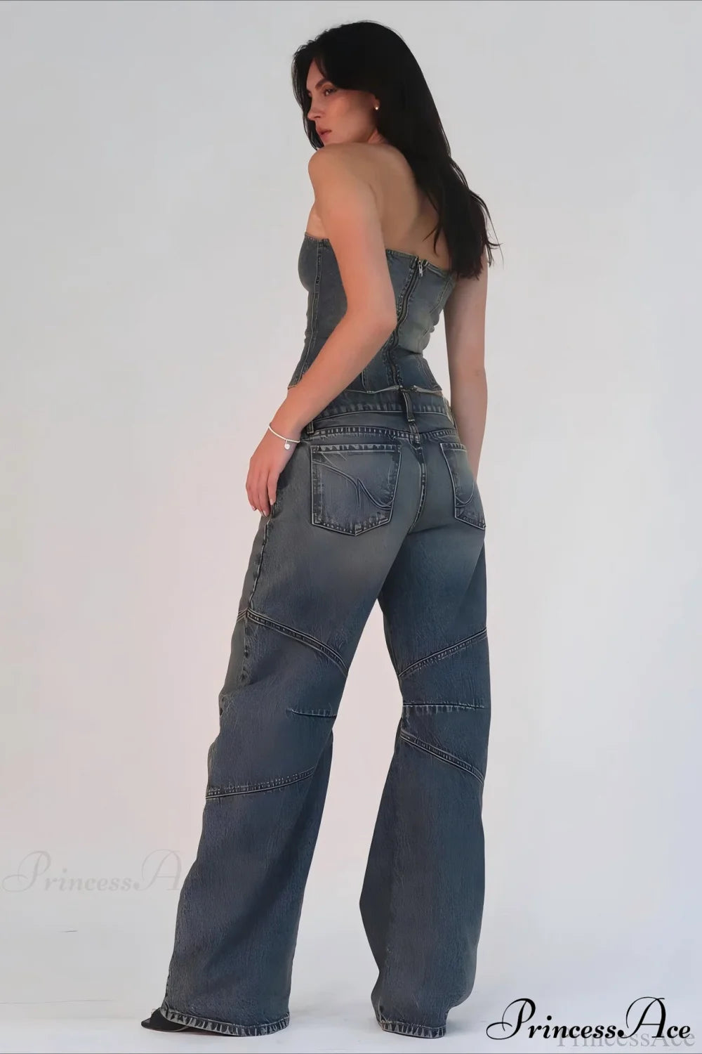 Retro Distressed Deconstructed Wide Leg Jeans