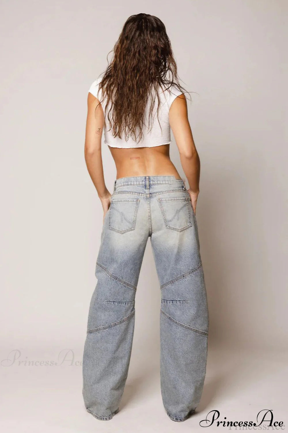 Retro Distressed Deconstructed Wide Leg Jeans